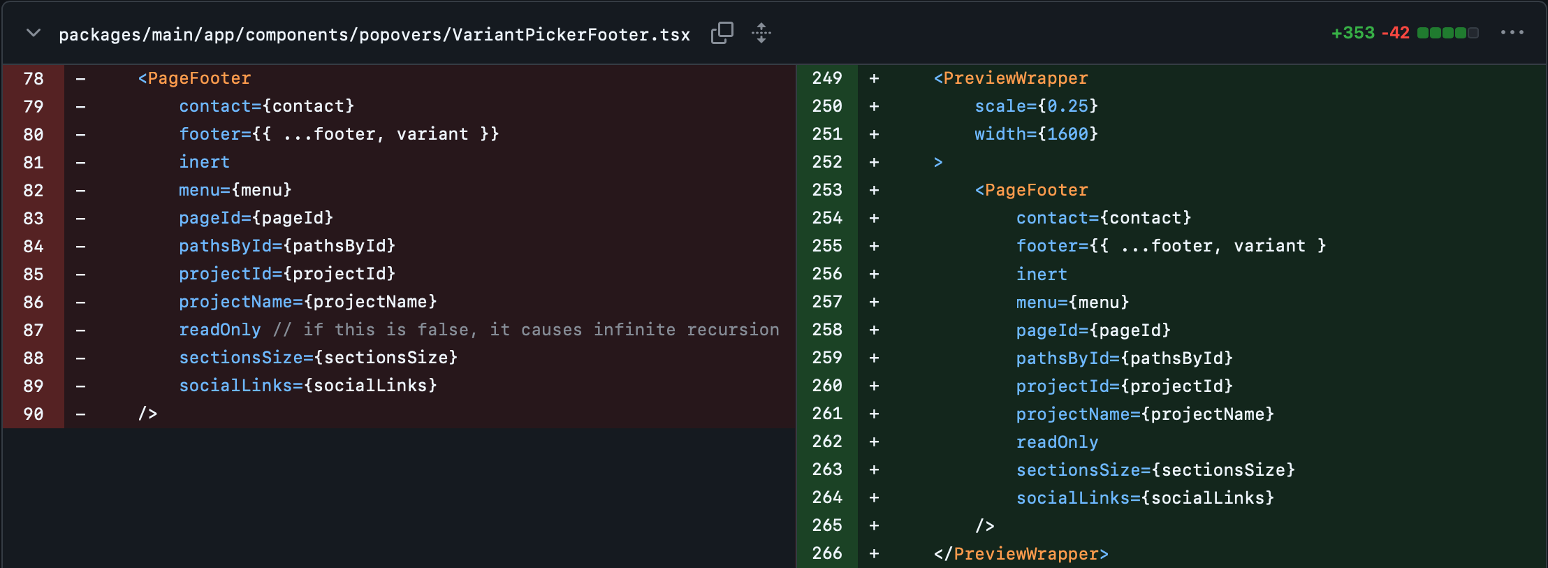 Outlyne Footer Editor Redesign GitHub Commit Screenshot